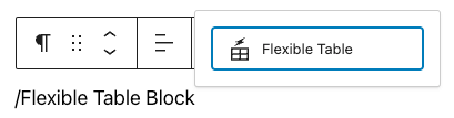 Flexible Table Block挿入のショートカット